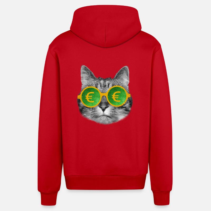 Lunettes d’argent pour chat - Veste à capuche bio décontractée fabriquée en UE - rouge