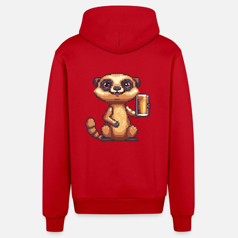 Erdmännchen Bier Pixel - Organic Relaxed Kapuzenjacke Made in EU - Rot