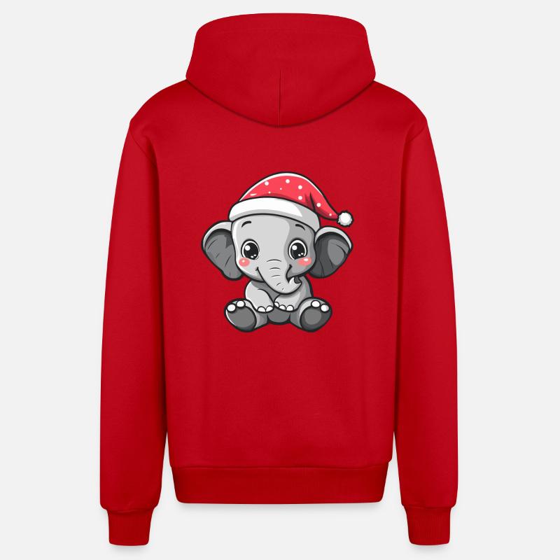 Éléphant Noël Noël - Veste à capuche bio décontractée fabriquée en UE - rouge