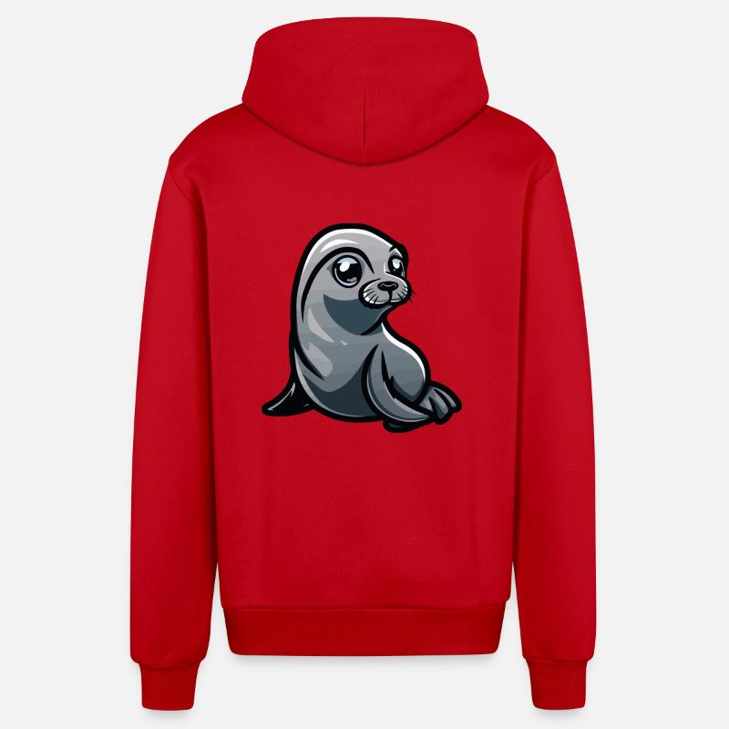Robbe Tier Comic - Organic Relaxed Kapuzenjacke Made in EU - Rot