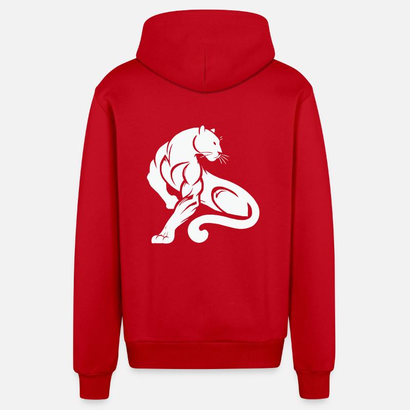 Panthère léopard - Veste à capuche bio décontractée fabriquée en UE - rouge