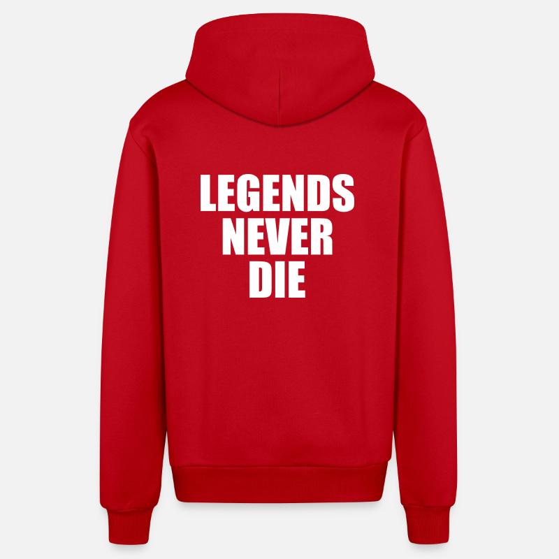 Legends never die - Veste à capuche bio décontractée fabriquée en UE - rouge