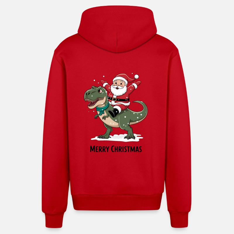 Dinosaure T-Rex Père Noël - Veste à capuche bio décontractée fabriquée en UE - rouge