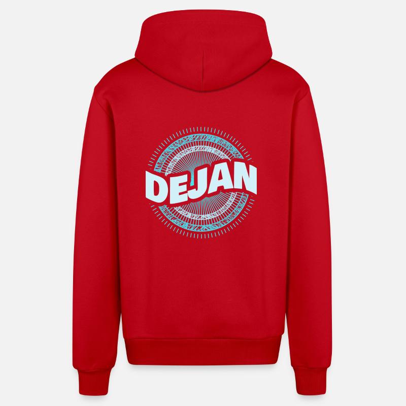 Idée cadeau Dejan - Veste à capuche bio décontractée fabriquée en UE - rouge