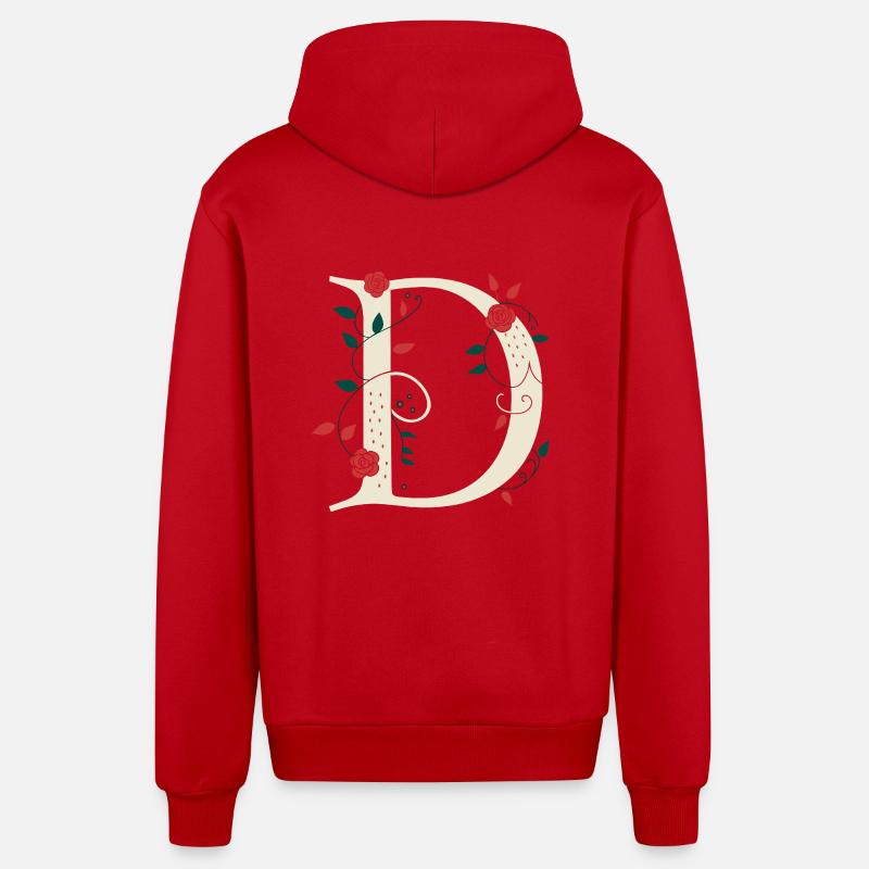 Buchstabe D Monogramm Retro - Organic Relaxed Kapuzenjacke Made in EU - Rot