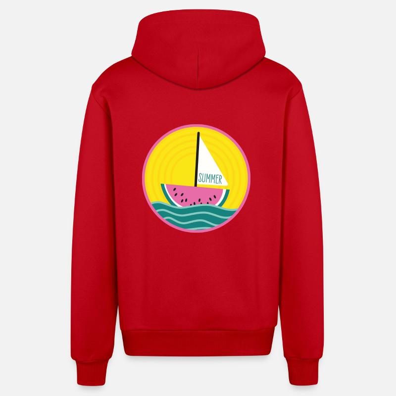 Summer Segelboot Wassermelone - Organic Relaxed Kapuzenjacke Made in EU - Rot