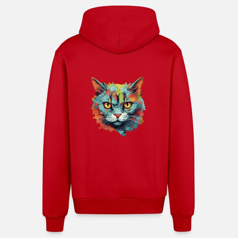 Chat - Veste à capuche bio décontractée fabriquée en UE - rouge