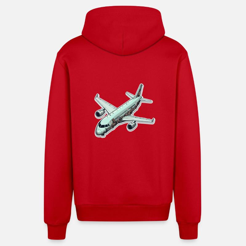 Avion - illustration - Veste à capuche bio décontractée fabriquée en UE - rouge