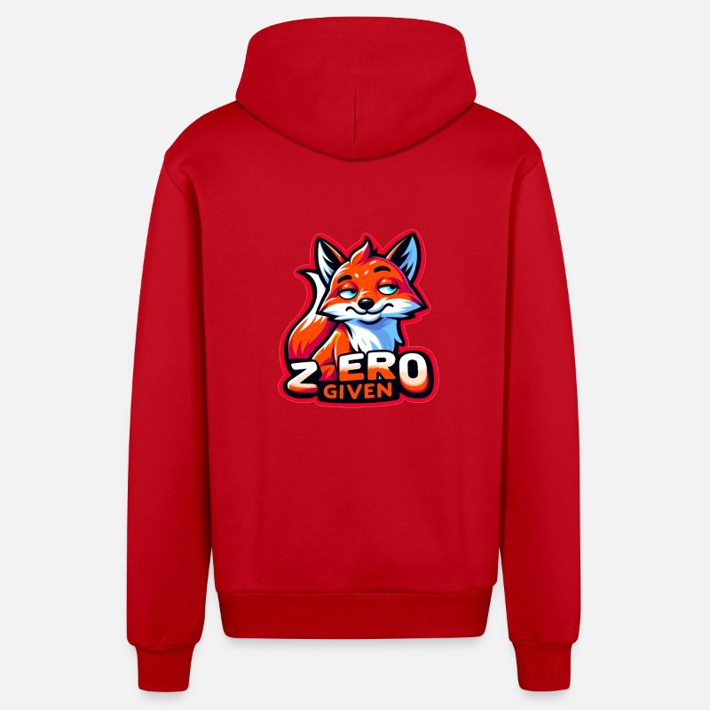 Zéro donné - Illustration de renard - Veste à capuche bio décontractée fabriquée en UE - rouge