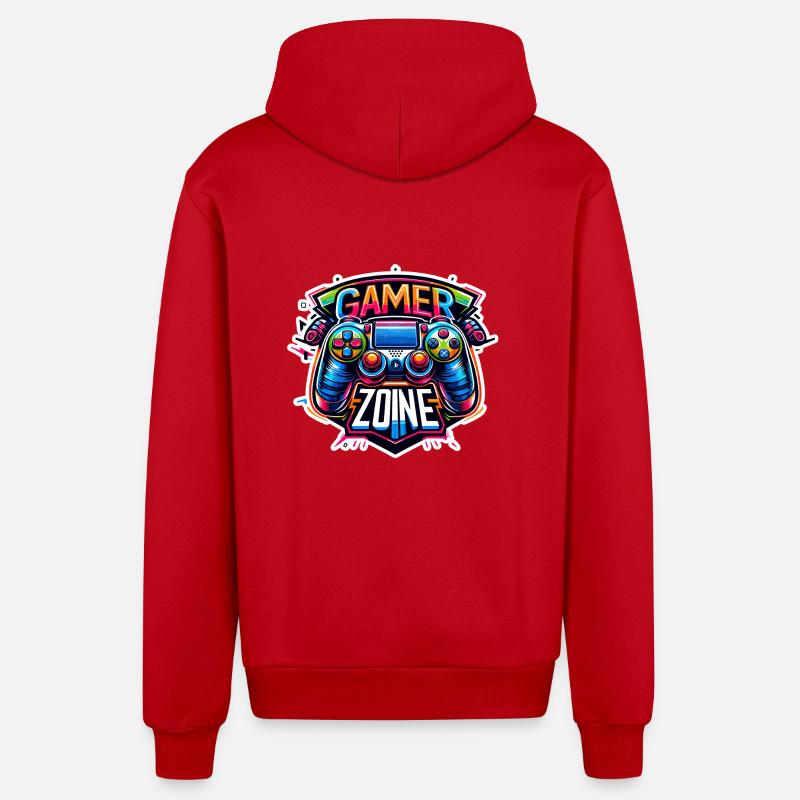 Gamer Zone - Controller Illustration - Organic Relaxed Kapuzenjacke Made in EU - Rot