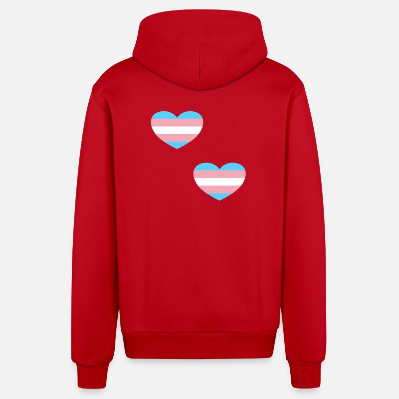 Trans Flagge Herzen - Organic Relaxed Kapuzenjacke Made in EU - Rot