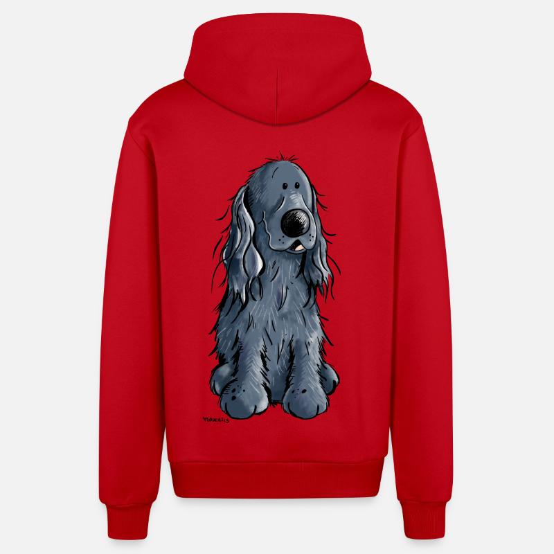 Drôle Cocker Spaniel - Veste à capuche bio décontractée fabriquée en UE - rouge