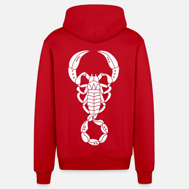 Scorpion blanc - Veste à capuche bio décontractée fabriquée en UE - rouge