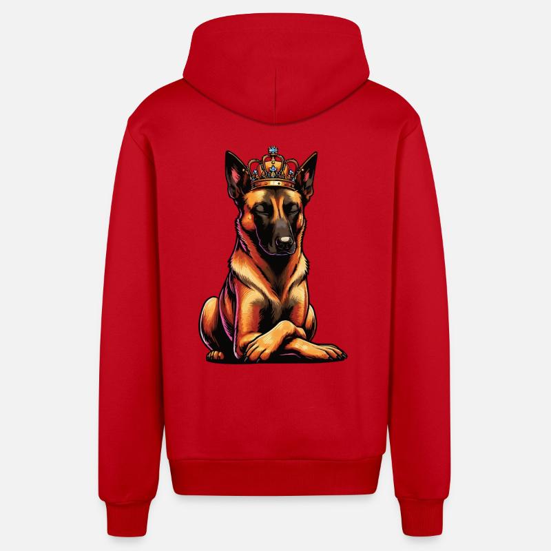 Berger Belge Malinois Propriétaire Malinois - Veste à capuche bio décontractée fabriquée en UE - rouge