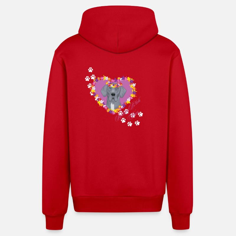 Resting B!tch Face Great Dane - Organic Relaxed Hooded Jacket Made in EU - red