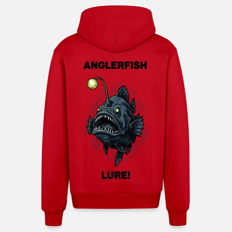 Baudroie Abyssale Lure Anglerfish - Veste à capuche bio décontractée fabriquée en UE - rouge