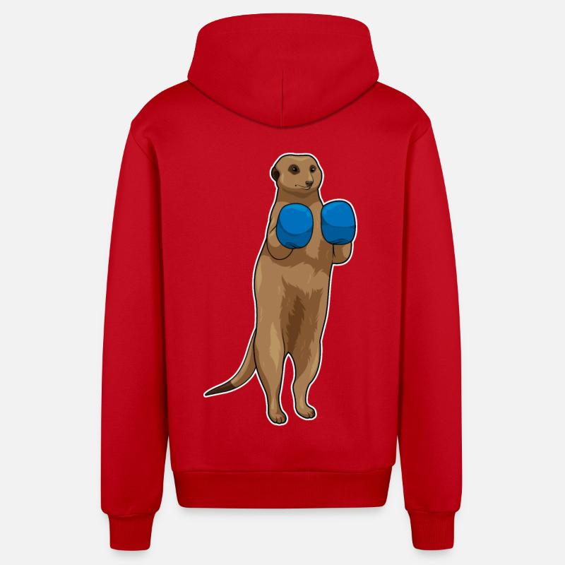 Erdmännchen Boxer Boxhandschuhe - Organic Relaxed Kapuzenjacke Made in EU - Rot