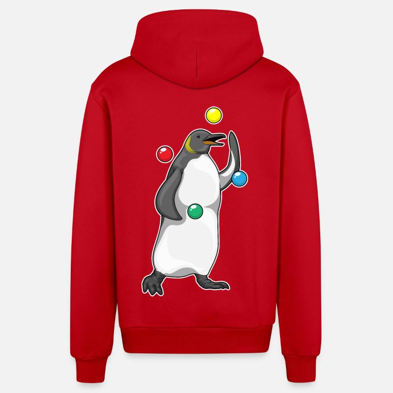 Jongleur pingouin jongleur jongleur - Veste à capuche bio décontractée fabriquée en UE - rouge