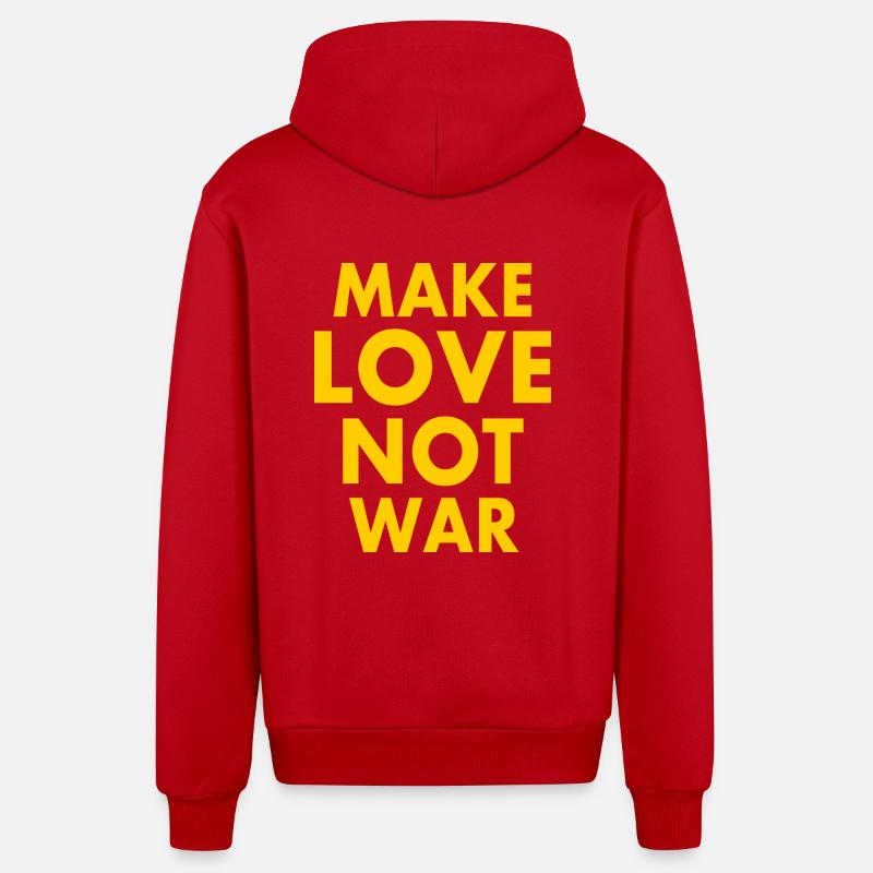 Make love not war - Veste à capuche bio décontractée fabriquée en UE - rouge