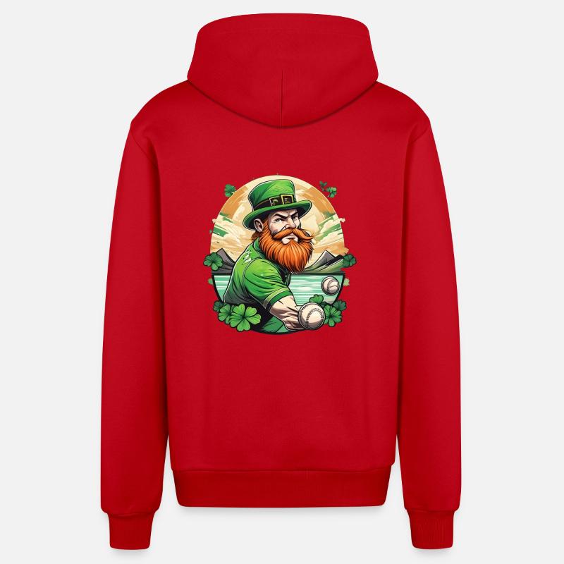 St. Patrick’s Day Shamrock Baseball - Veste à capuche bio décontractée fabriquée en UE - rouge