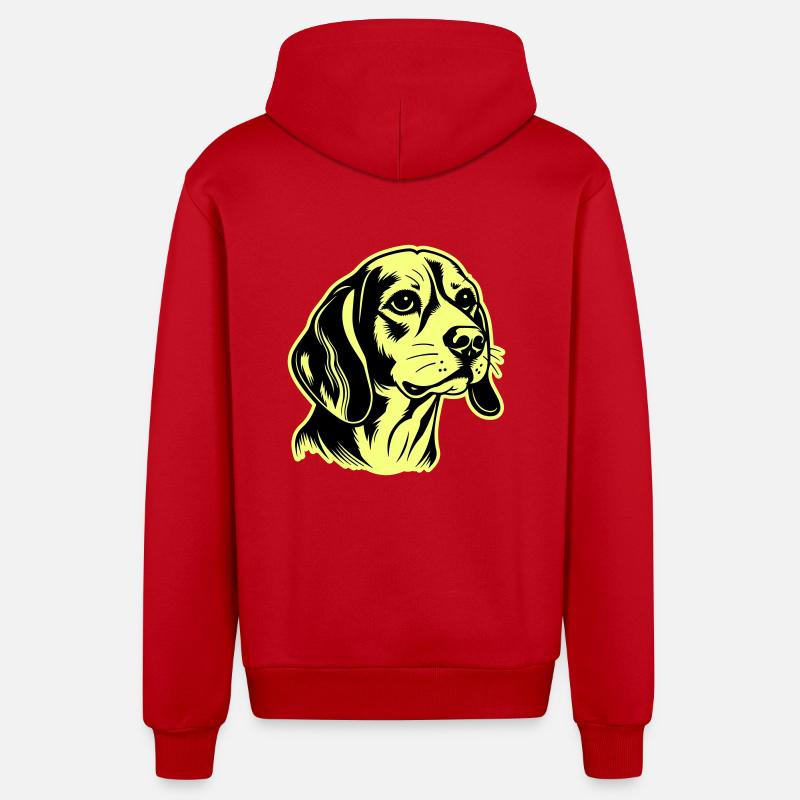 Beagle Hund Kopf - Organic Relaxed Kapuzenjacke Made in EU - Rot