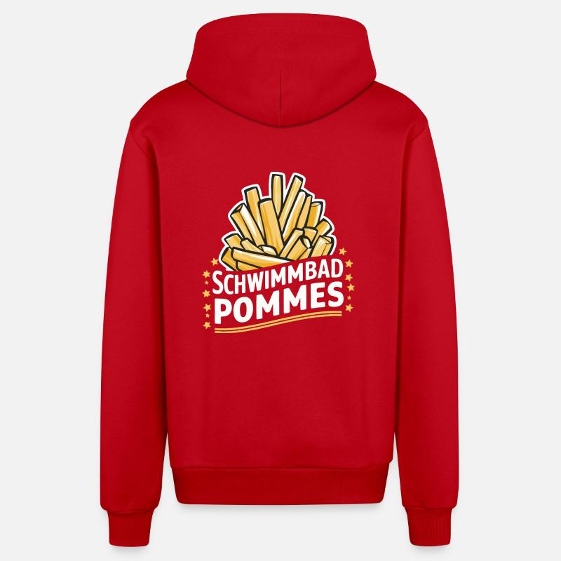 Frites, frites, restauration rapide - Veste à capuche bio décontractée fabriquée en UE - rouge