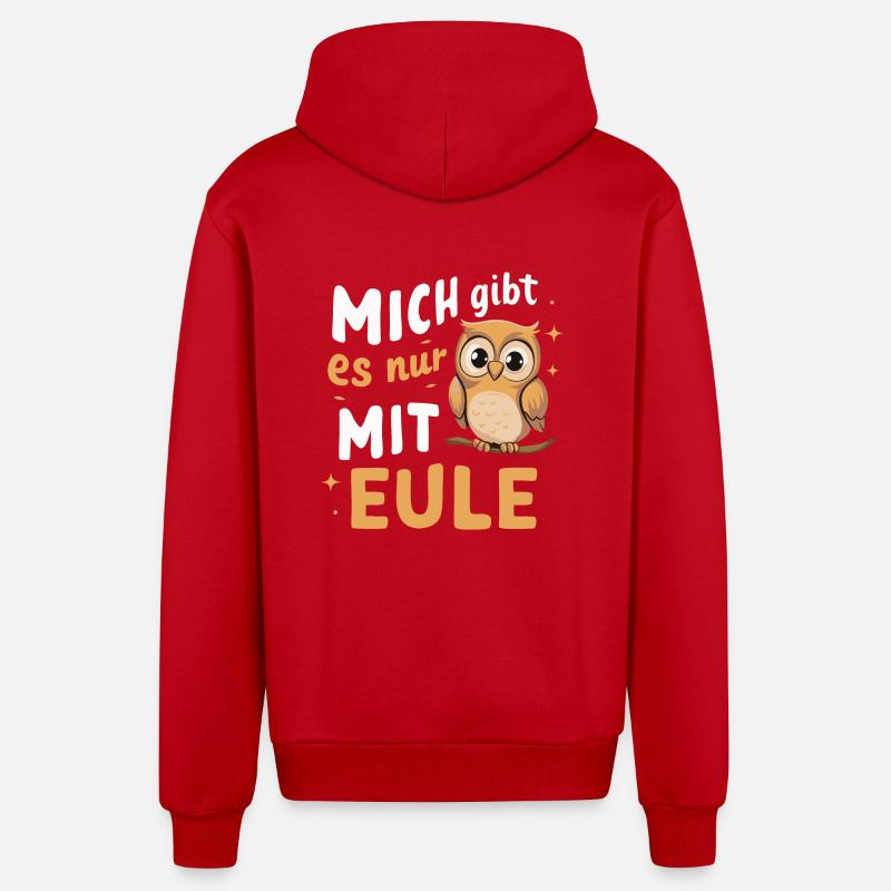 Nachteule Eule Eulen Vogel - Organic Relaxed Kapuzenjacke Made in EU - Rot