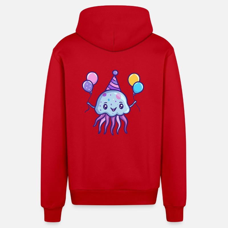 Méduse Anniversaire Bande Dessinée - Veste à capuche bio décontractée fabriquée en UE - rouge