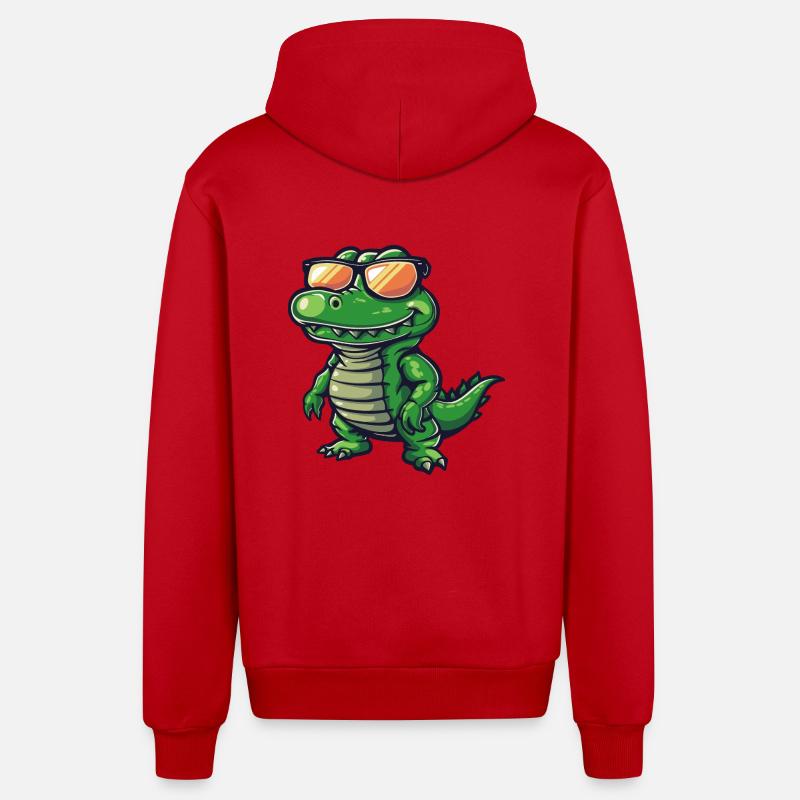 Alligator Comic Cool - Organic Relaxed Kapuzenjacke Made in EU - Rot