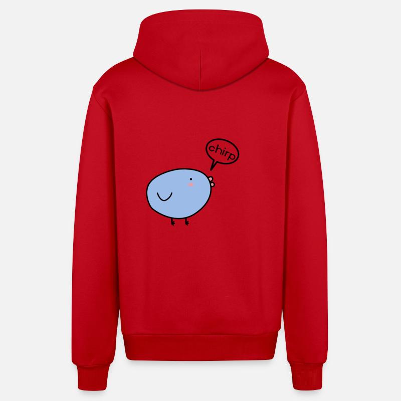 Chirp Vogel Comic - Organic Relaxed Kapuzenjacke Made in EU - Rot