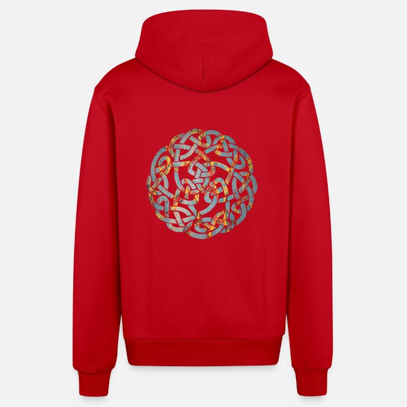 noeud celtique 5 e 19 - Veste à capuche bio décontractée fabriquée en UE - rouge