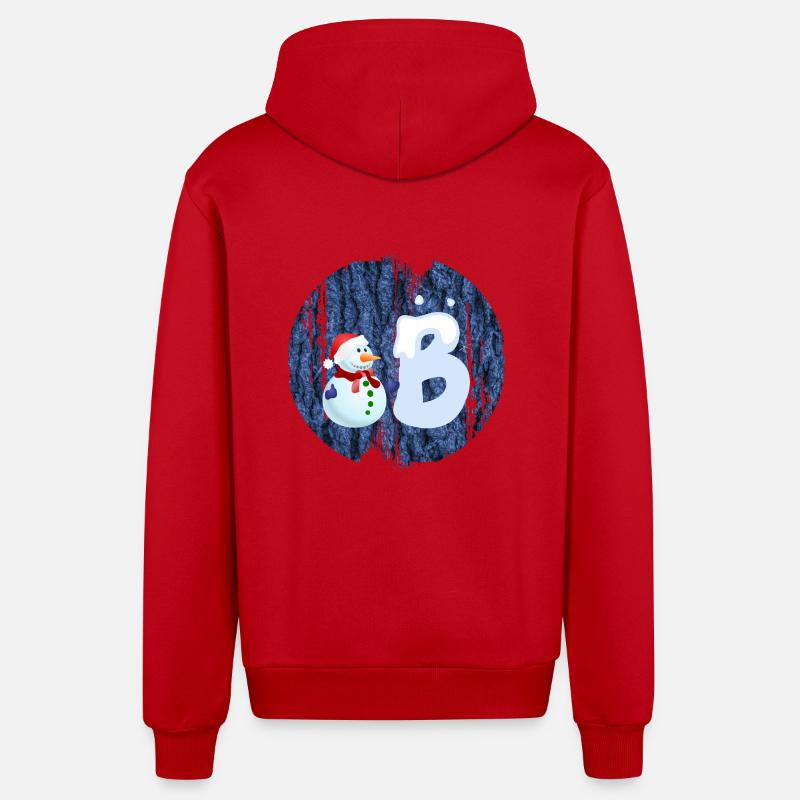bonhomme de neige b - Veste à capuche bio décontractée fabriquée en UE - rouge