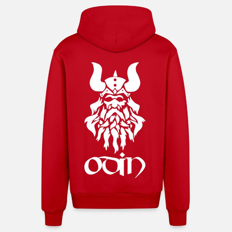 Dieu nordique Odin (blanc) - Veste à capuche bio décontractée fabriquée en UE - rouge