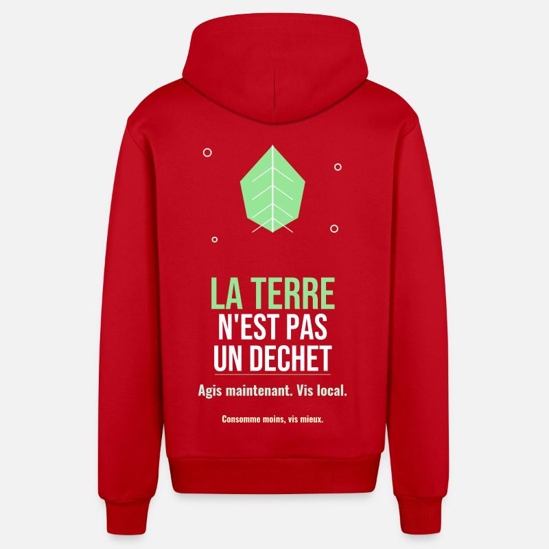 La Terre N'est Pas Un Déchet - Veste à capuche bio décontractée fabriquée en UE - rouge