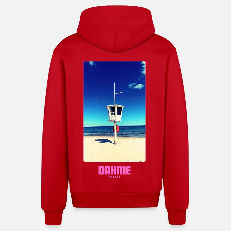 DAHME BEACH - Organic Relaxed Kapuzenjacke Made in EU - Rot