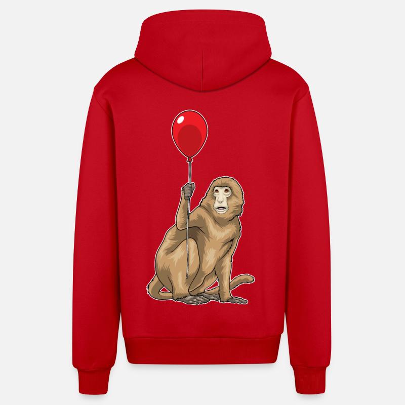 Affe Luftballon - Organic Relaxed Kapuzenjacke Made in EU - Rot