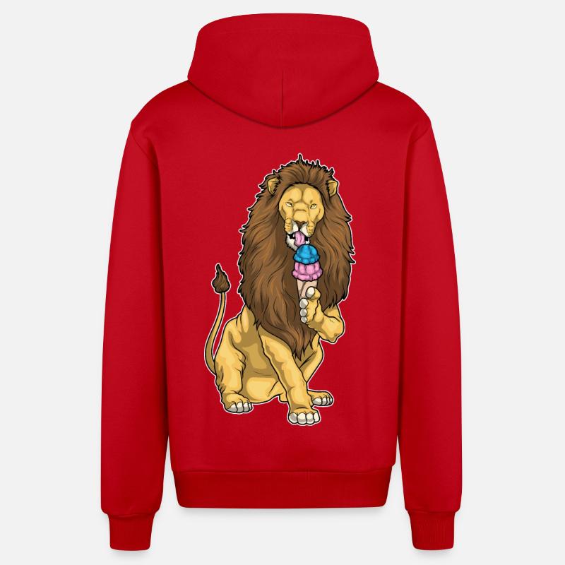 Glace Lion Waffle - Veste à capuche bio décontractée fabriquée en UE - rouge