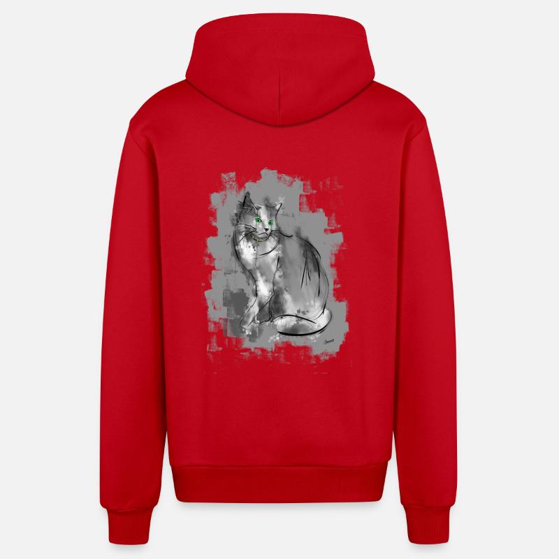 chat - Veste à capuche bio décontractée fabriquée en UE - rouge