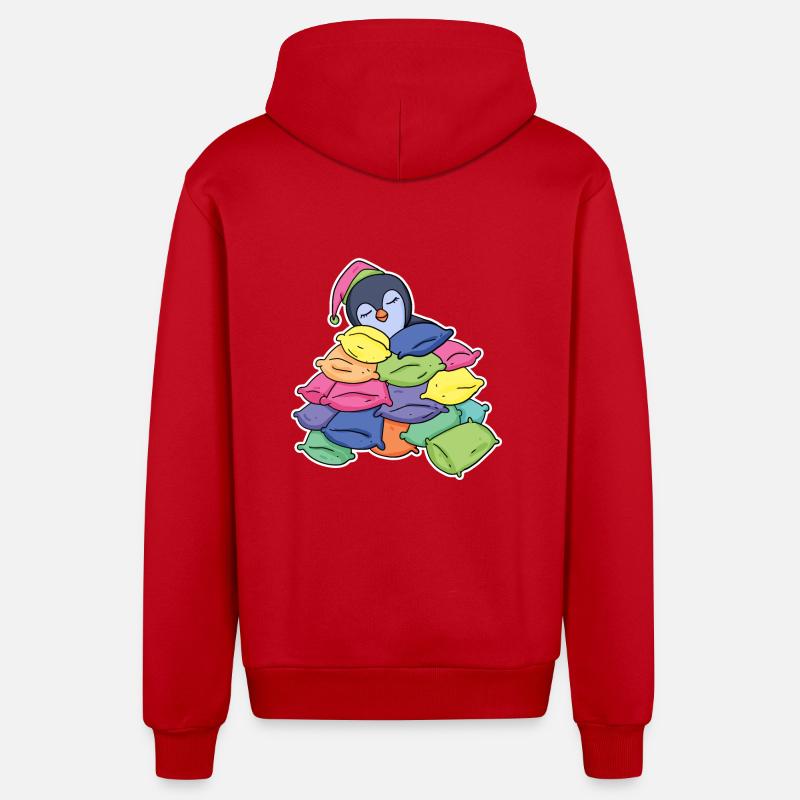 Pingouin endormi - Veste à capuche bio décontractée fabriquée en UE - rouge