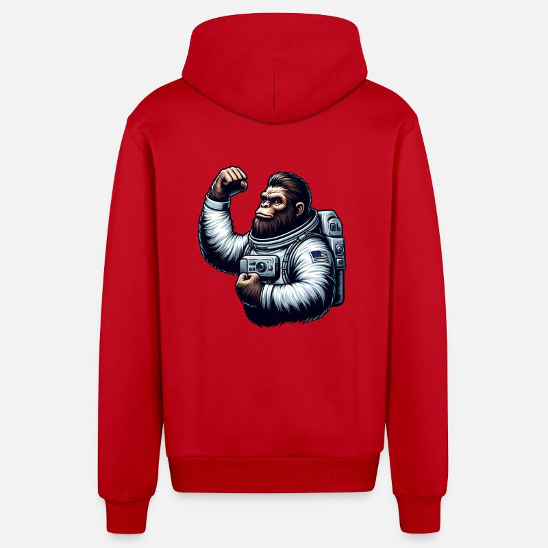 Astronaute Singe Chimpanzé Gorille - Veste à capuche bio décontractée fabriquée en UE - rouge