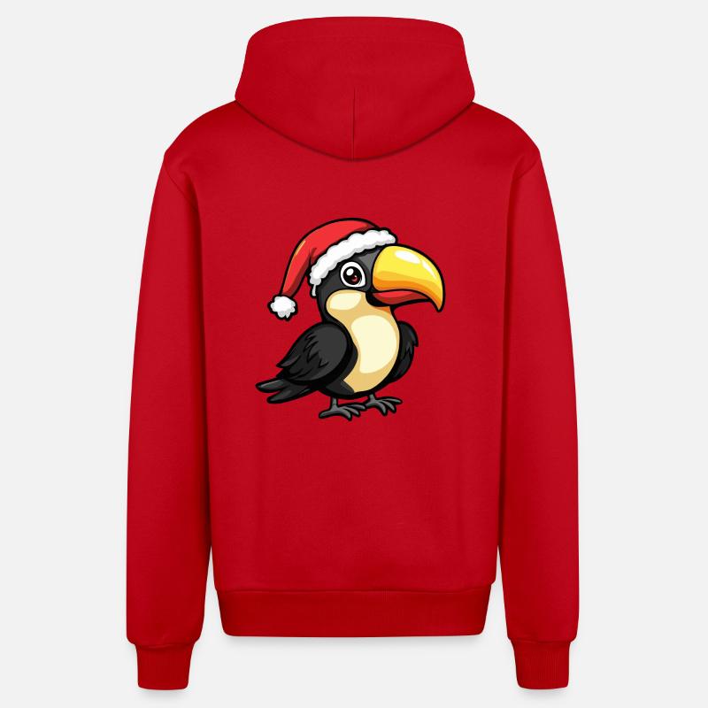 Toucan oiseau Noël mignon - Veste à capuche bio décontractée fabriquée en UE - rouge