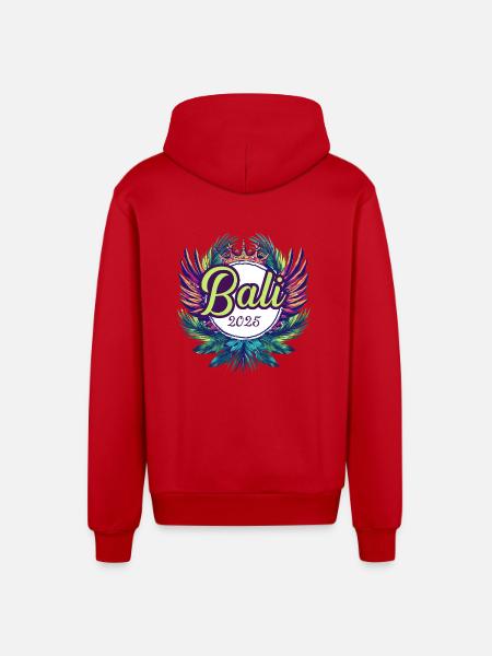 Bali 2025 Team - Organic Relaxed Hooded Jacket Made in EU - red