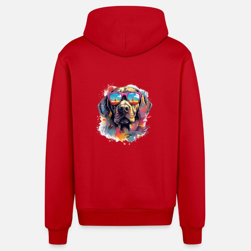 Chien - Veste à capuche bio décontractée fabriquée en UE - rouge