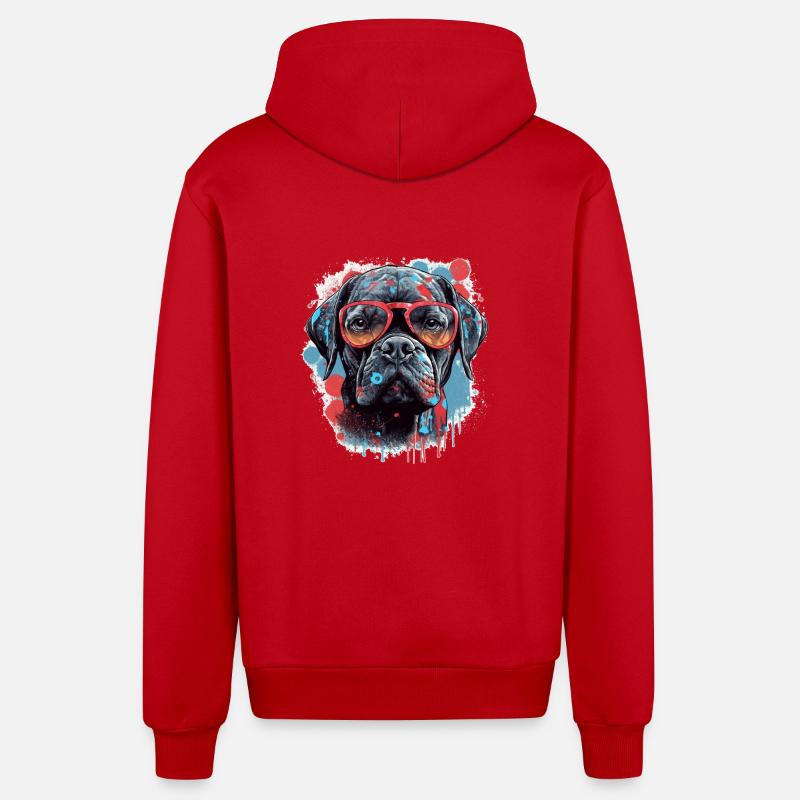 Chien - Veste à capuche bio décontractée fabriquée en UE - rouge