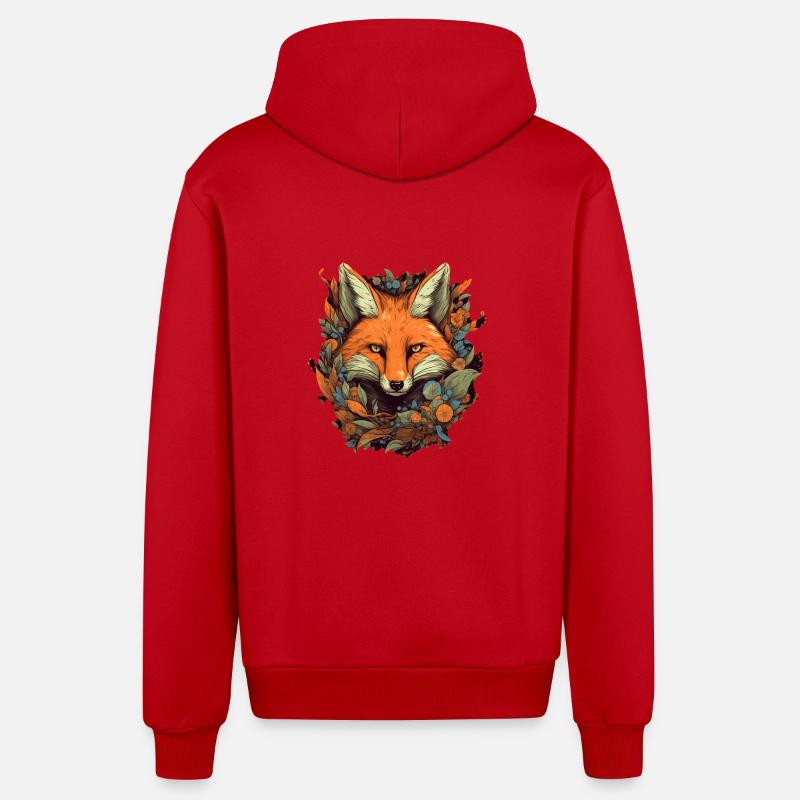 Renard - Veste à capuche bio décontractée fabriquée en UE - rouge