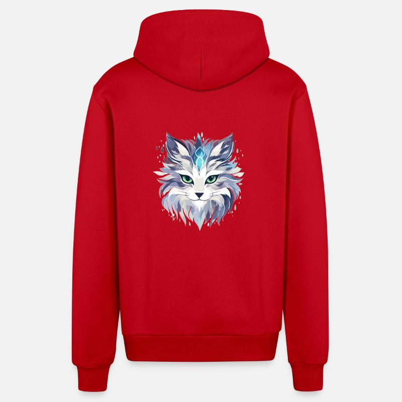 Chat - illustration - Veste à capuche bio décontractée fabriquée en UE - rouge