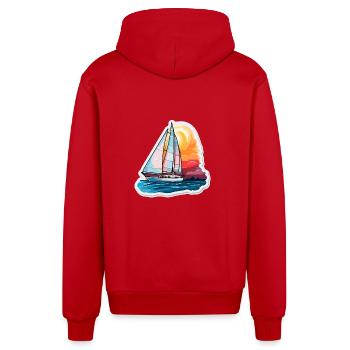 Voilier - illustration - Veste à capuche bio décontractée fabriquée en UE - rouge - Dos