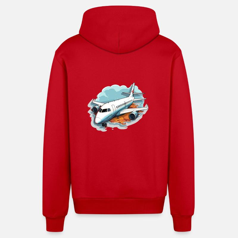 Avion - illustration - Veste à capuche bio décontractée fabriquée en UE - rouge