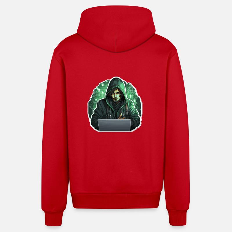 Hacker éthique - Illustration - Veste à capuche bio décontractée fabriquée en UE - rouge