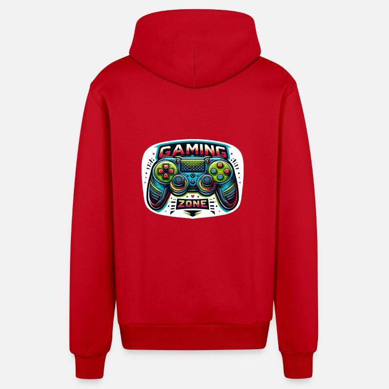 Gaming Zone - Controller Illustration - Organic Relaxed Kapuzenjacke Made in EU - Rot
